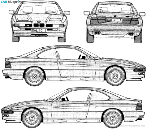 1989 BMW Alpina B12 (BMW 850i) Coupe blueprint